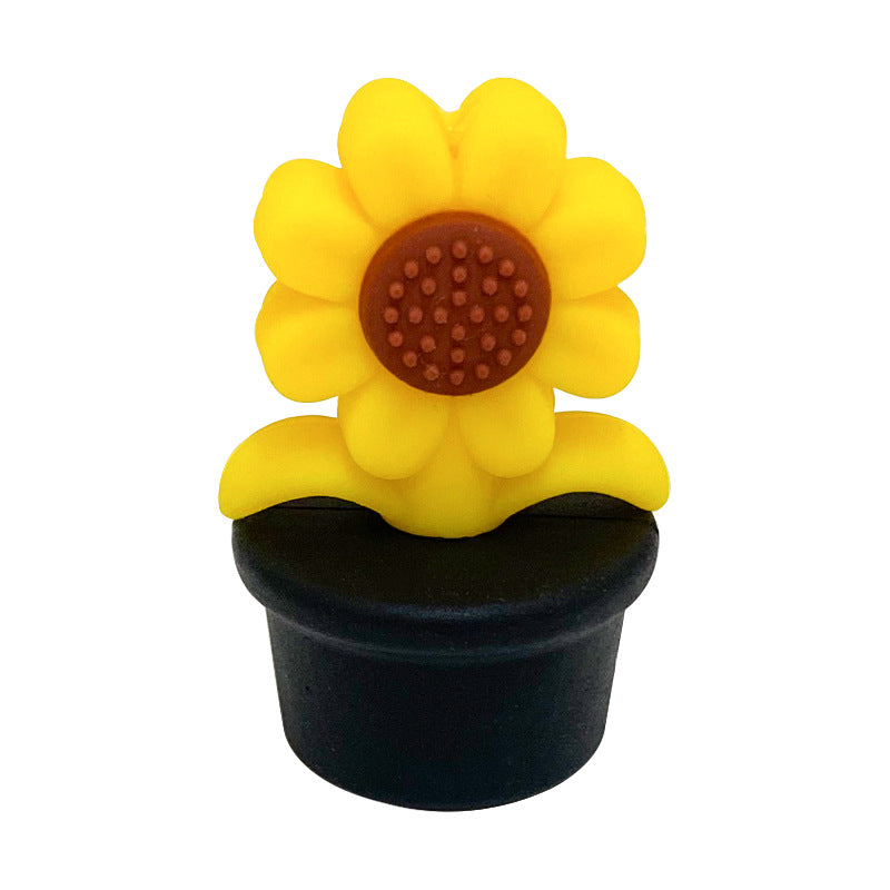 Wholesale 10PCS Silicone Flower Pot Sunflower Focal beads